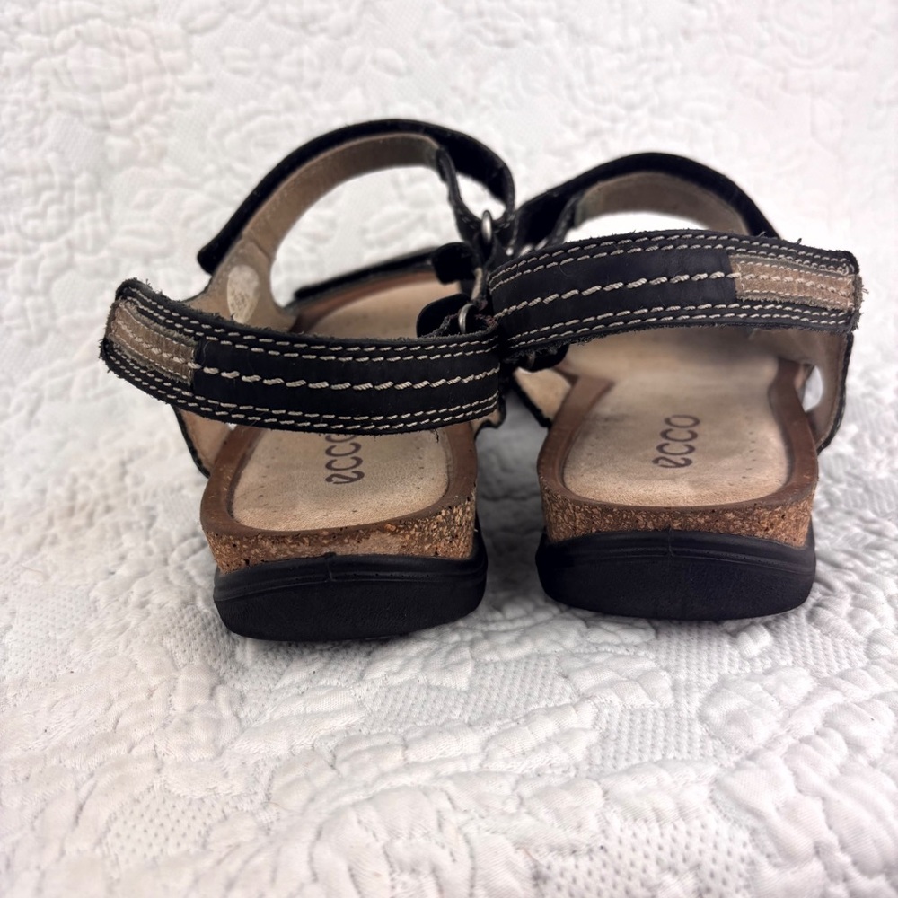 ECCO Shock Point Leather Comfort Sandals Shoes Cork Adjustable Straps EU 39 - Picture 5 of 7